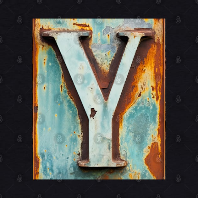 Rusty Letter Y Antique Monogram Letter Y Initial Alphabet by Mind Your Tee